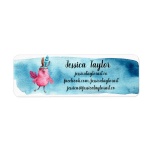 Artistic Watercolor Pink Birdie Customisable