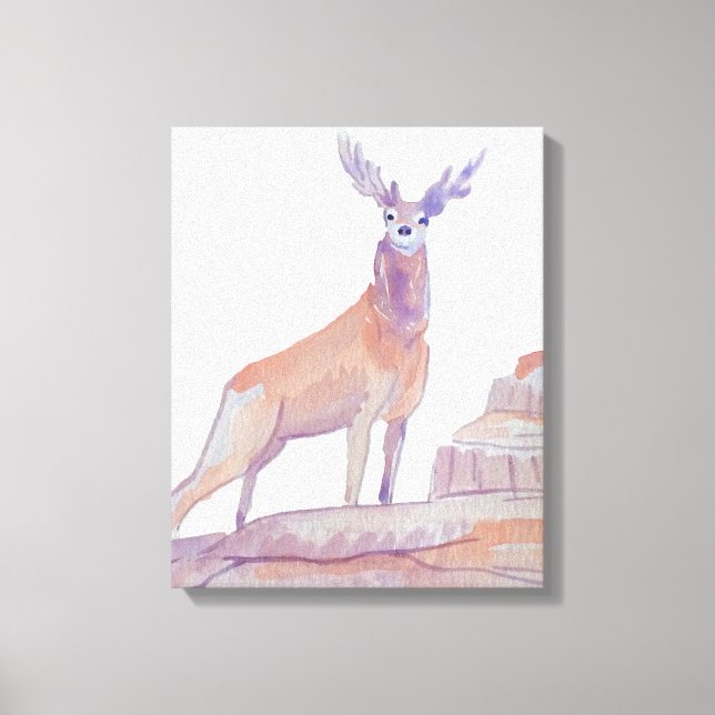 Artistic Watercolor Red Deer Canvas Print (Front)