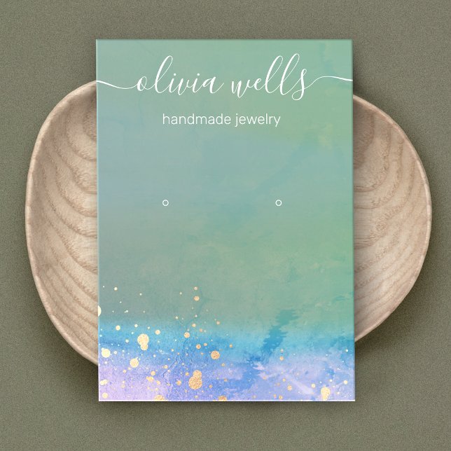 Artistic Watercolor Script Earring Display   Busin Business Card (Creator Uploaded)
