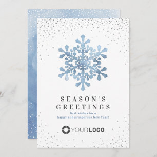 Artistic Watercolor Snowflake Blue Christmas cards