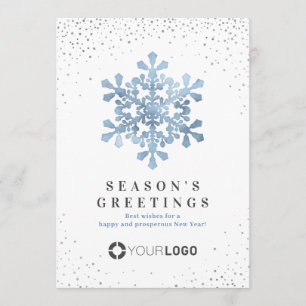 Artistic Watercolor Snowflake Blue Christmas cards