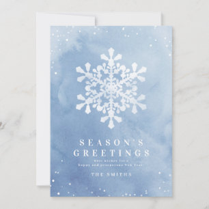 Artistic Watercolor Snowflake Blue Christmas cards