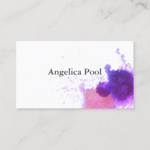 artistic watercolor splash purple design business card