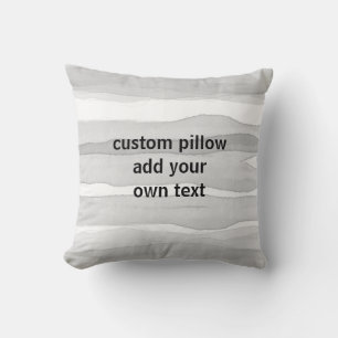  artistic watercolor stripes add text grey white  cushion