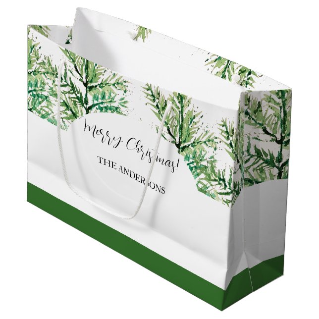 Artistic Watercolor Tree Personalised Large Gift Bag (Front Angled)