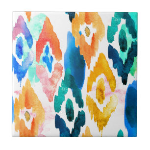 Artistic Watercolor Wash Ikat Pattern Tile