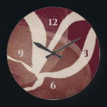 Artistic Watercolor | Wine Chestnut & Cream Large Clock<br><div class="desc">Modern artistic clock features a unique artistic design in a burgundy wine color palette with chestnut brown, rose beige and creamy ivory accents. Inspired by nature, this abstract composition is built on combinations of repeated abstract shapes and design elements which are overlapped on a wine colored background, forming an interesting...</div>