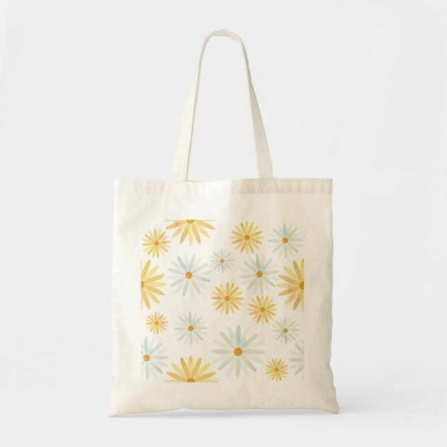 Artistic Watercolour Daisies Pattern Tote Bag (Front)