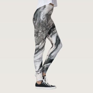 Artistic White Faux Marble Pattern Leggings