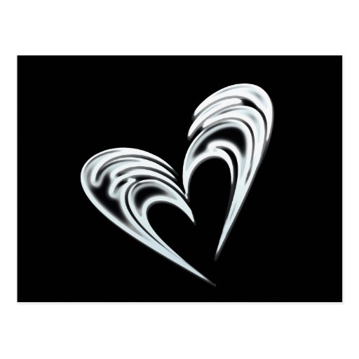 Image of Artistic white heart on black background Postcard