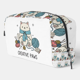 Artistic White Kitten Knitting Accessories Design Dopp Kit