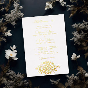 Artistic White Marble Floral Paisley Muslim Weddin