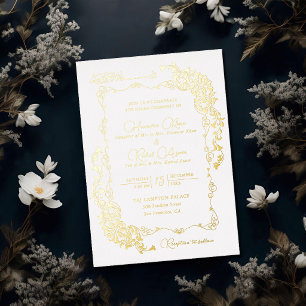 Artistic White Marble Floral Paisley Muslim Weddin