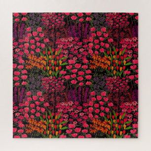 Artistic Wildflowers: Hand-Drawn Floral Pattern Jigsaw Puzzle