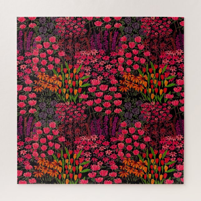 Artistic Wildflowers: Hand-Drawn Floral Pattern Jigsaw Puzzle (Vertical)