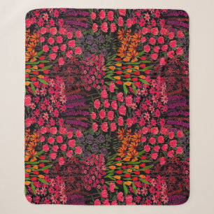 Artistic Wildflowers: Hand-Drawn Floral Pattern Sherpa Blanket
