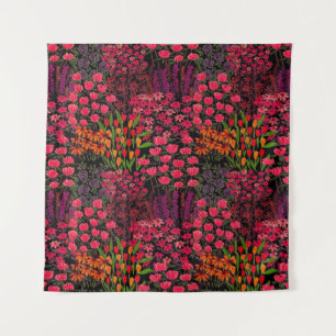 Artistic Wildflowers: Hand-Drawn Floral Pattern Tapestry