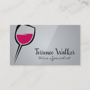 Artistic Wine Glass   Sleek Grey Business Card