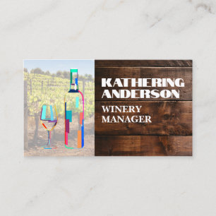 Artistic Wine Logo   Wood Business Card