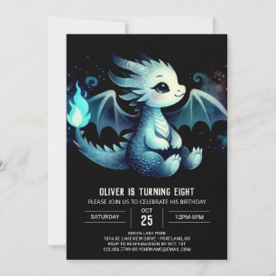 Artistic Winged Dragon Birthday Invitation