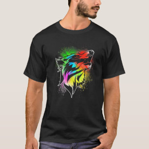 Artistic Wolf In Art Splash Style Wolf Face Graffi T-Shirt