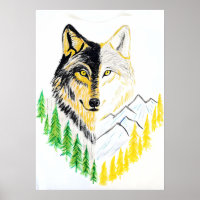 Artistic Wolf Portrait with Nature Background