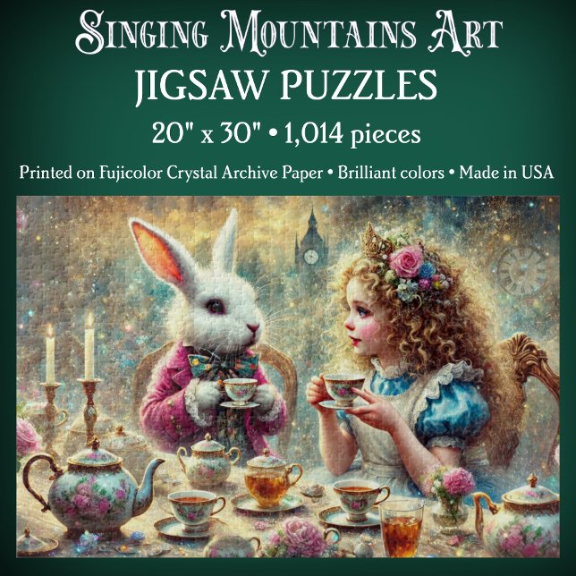 Artistic Wonderland Tea Party Alice & Rabbit Jigsaw Puzzle (Creator Uploaded)