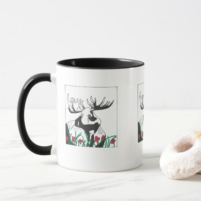 Artistic Woodland Moose Mug (With Donut)