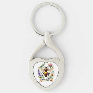 Artistic World Bee Day Illustration with Honeybee  Key Ring