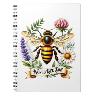 Artistic World Bee Day Illustration with Honeybee Notebook