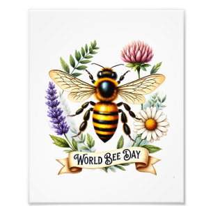 Artistic World Bee Day Illustration with Honeybee Photo Print