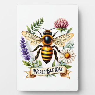 Artistic World Bee Day Illustration with Honeybee  Plaque