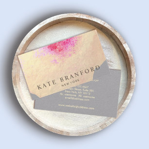Artistic Yellow Gold Watercolor Large Floral Art Business Card