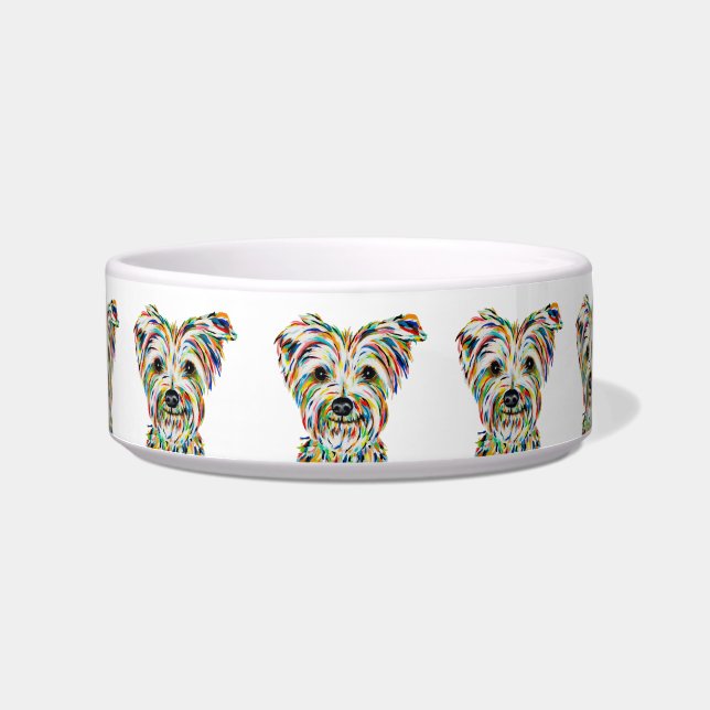 Artistic Yorkshire Terrier Dog Bowl (Front)