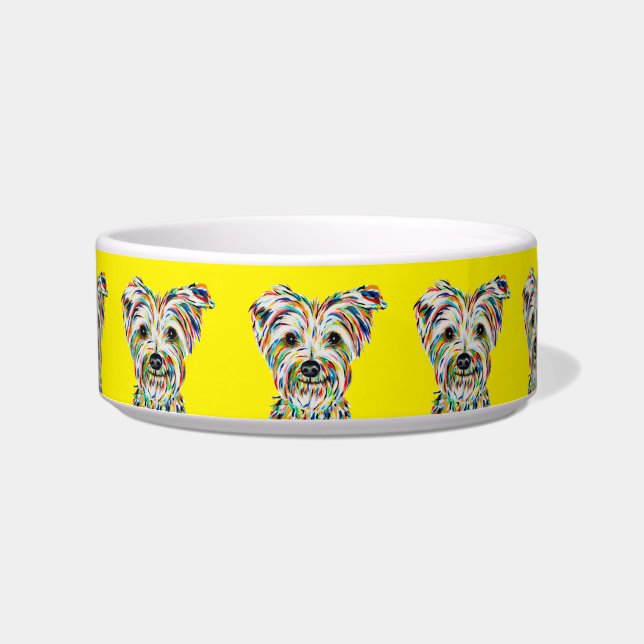 Artistic Yorkshire Terrier Yellow Bowl (Front)