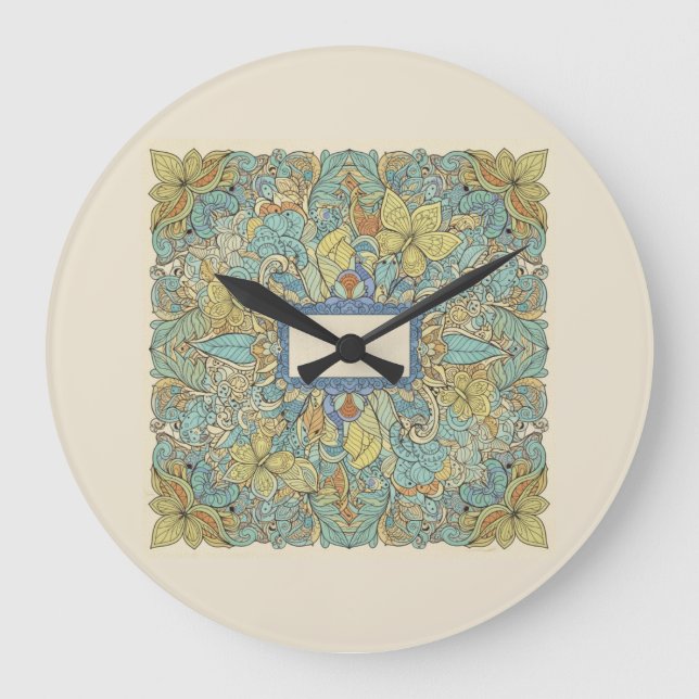 Artistic Zentangle Mandala Wall Clock (Front)