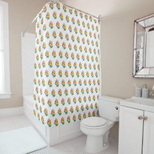 Artistic Zinnia Wildflower Flower Shower Curtain