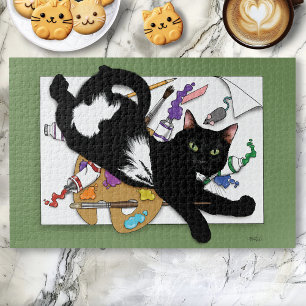 Artist's Black Cat Jigsaw Puzzle