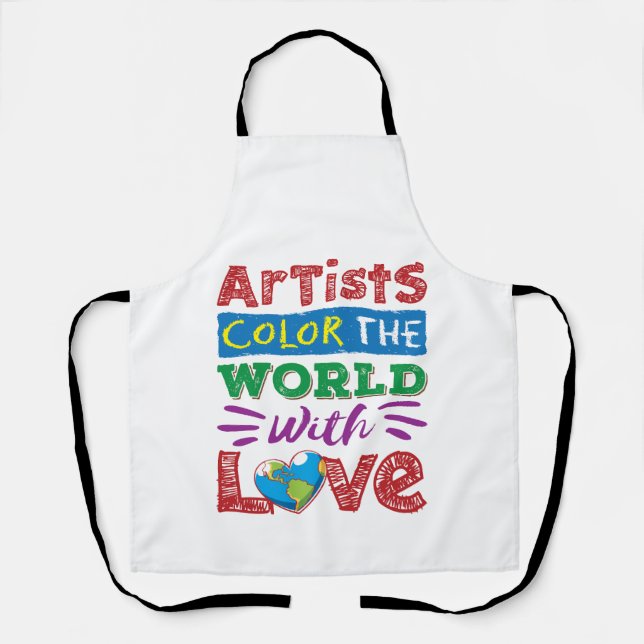 Artists Colour the World with Love Cute Artist Apron (Front)