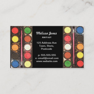 Artist's colourful paint colour box business card