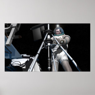 Artist's concept of future space exploration poster