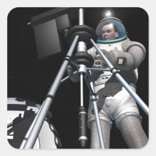 Artist's concept of future space exploration square sticker