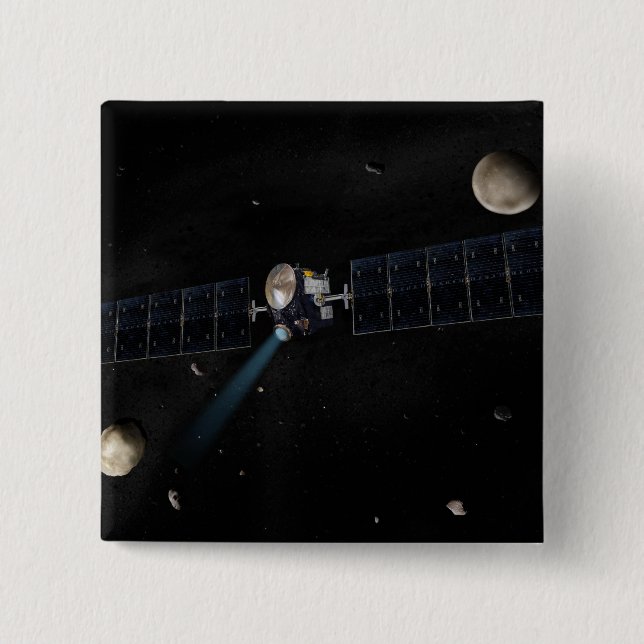Artist's concept of the Dawn spacecraft in orbi 15 Cm Square Badge (Front)