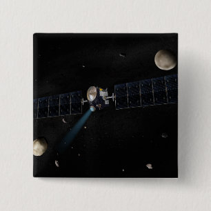 Artist's concept of the Dawn spacecraft in orbi 15 Cm Square Badge