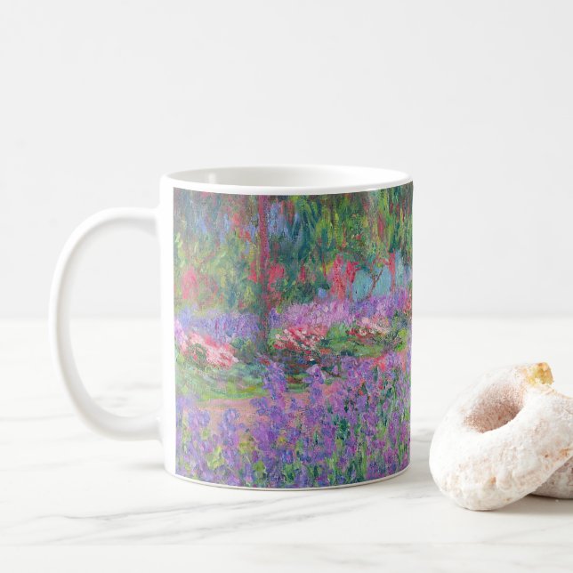Artist's Garden at Giverny by Claude Monet Coffee Mug (With Donut)