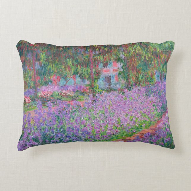 Artist's Garden at Giverny by Claude Monet Decorative Cushion (Front)