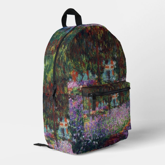 Artist's Garden at Giverny by Claude Monet Printed Backpack (Back Corner Left)