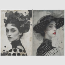 Artists Mixed Media Black White Large Faces 