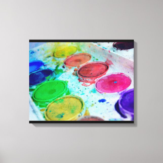 Artists Multicolored Watercolor Paint Palette Canvas Print (Front)