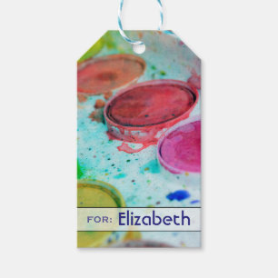 Artists Multicolored Watercolor Paint Palette Gift Tags